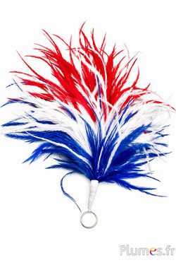 Pluim struisvogel met ring - hoogte 18 cm - blauw-wit-rood
